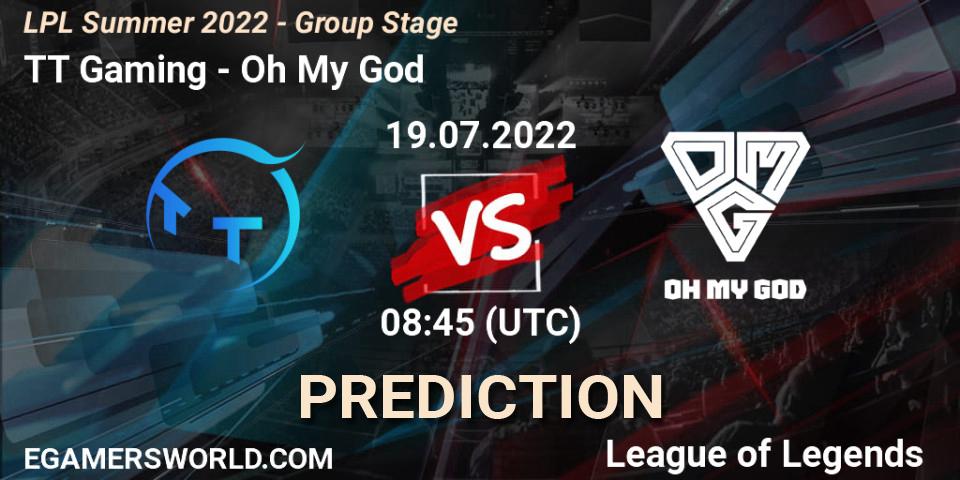 TT Gaming vs Oh My God: Match Prediction. 19.07.2022 at 09:00, LoL, LPL Summer 2022 - Group Stage