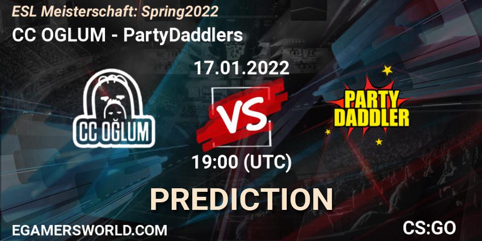 CC OGLUM vs PartyDaddlers: Match Prediction. 17.01.2022 at 19:00, Counter-Strike (CS2), ESL Meisterschaft: Spring 2022
