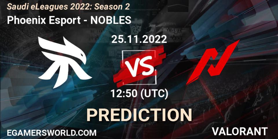 Phoenix Esport vs NOBLES: Match Prediction. 25.11.2022 at 12:50, VALORANT, Saudi eLeagues 2022: Season 2