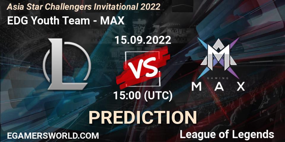 EDward Gaming Youth Team vs MAX: Match Prediction. 15.09.2022 at 15:00, LoL, Asia Star Challengers Invitational 2022
