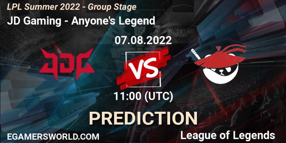 JD Gaming vs Anyone's Legend: Match Prediction. 07.08.22, LoL, LPL Summer 2022 - Group Stage