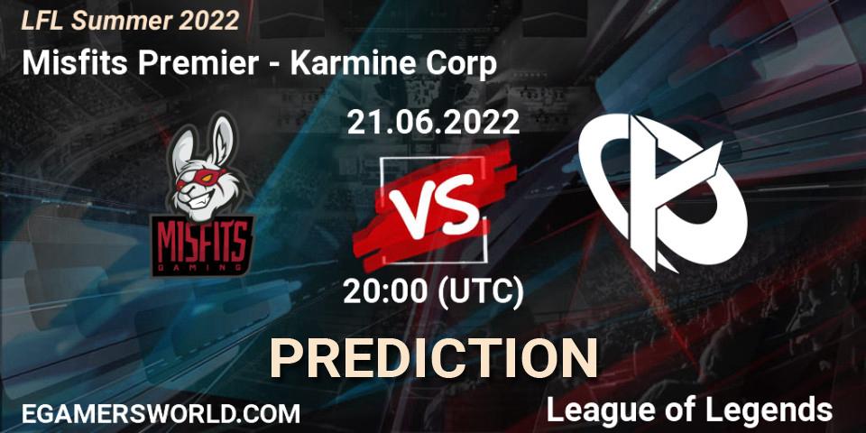 Misfits Premier vs Karmine Corp: Match Prediction. 21.06.2022 at 20:15, LoL, LFL Summer 2022
