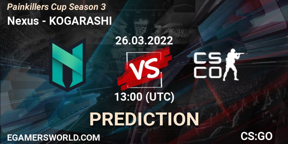 Nexus vs KOGARASHI: Match Prediction. 28.03.2022 at 15:00, Counter-Strike (CS2), Painkillers Cup Season 3