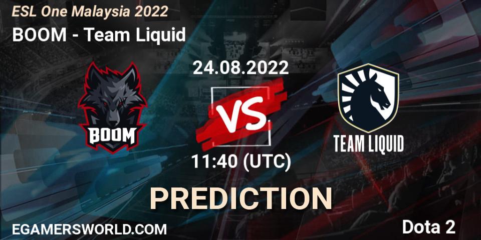 BOOM vs Team Liquid: Match Prediction. 24.08.22, Dota 2, ESL One Malaysia 2022