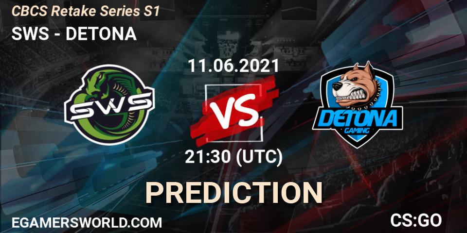 SWS vs DETONA: Match Prediction. 11.06.2021 at 21:30, Counter-Strike (CS2), CBCS Retake Series S1