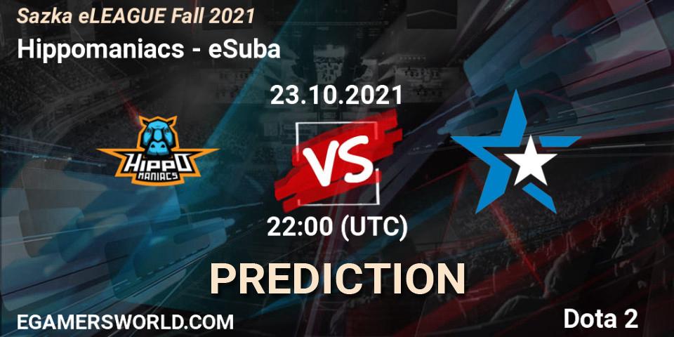 Hippomaniacs vs eSuba: Match Prediction. 24.10.2021 at 08:33, Dota 2, Sazka eLEAGUE Fall 2021