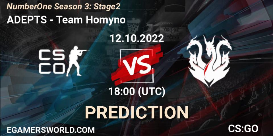ADEPTS vs Team Homyno: Match Prediction. 12.10.2022 at 18:00, Counter-Strike (CS2), NumberOne Season 3: Stage 2