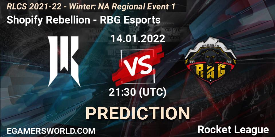 Shopify Rebellion vs RBG Esports: Match Prediction. 14.01.22, Rocket League, RLCS 2021-22 - Winter: NA Regional Event 1