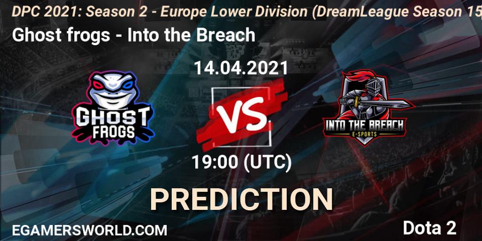 Ghost frogs vs Into the Breach: Match Prediction. 14.04.2021 at 19:29, Dota 2, DPC 2021: Season 2 - Europe Lower Division (DreamLeague Season 15)