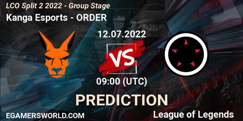 Kanga Esports vs ORDER: Match Prediction. 12.07.2022 at 09:00, LoL, LCO Split 2 2022 - Group Stage