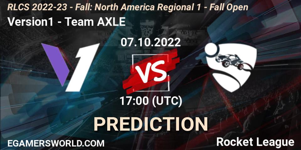 Version1 vs Team AXLE: Match Prediction. 07.10.2022 at 17:00, Rocket League, RLCS 2022-23 - Fall: North America Regional 1 - Fall Open