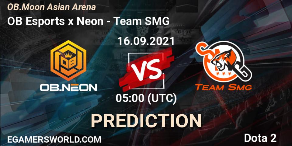 OB Esports x Neon vs Team SMG: Match Prediction. 16.09.2021 at 05:06, Dota 2, OB.Moon Asian Arena
