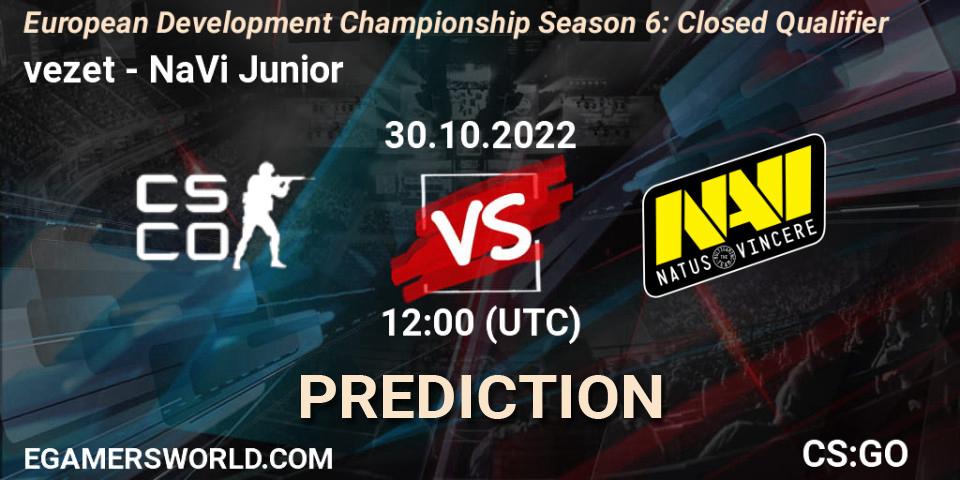 vezet vs NaVi Junior: Match Prediction. 30.10.2022 at 12:00, Counter-Strike (CS2), European Development Championship Season 6: Closed Qualifier