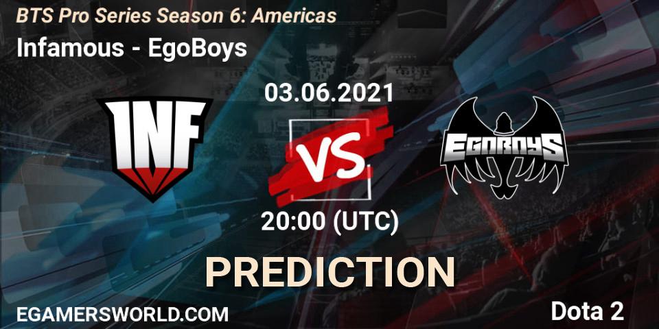 Infamous vs EgoBoys: Match Prediction. 03.06.21, Dota 2, BTS Pro Series Season 6: Americas