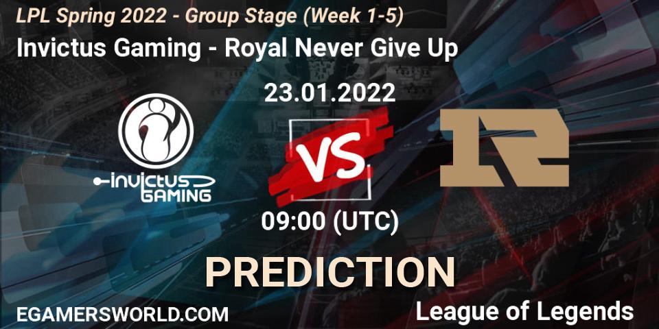 Invictus Gaming vs Royal Never Give Up: Match Prediction. 23.01.22, LoL, LPL Spring 2022 - Group Stage (Week 1-5)