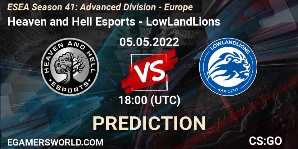 Heaven and Hell Esports vs LowLandLions: Match Prediction. 05.05.2022 at 18:00, Counter-Strike (CS2), ESEA Season 41: Advanced Division - Europe