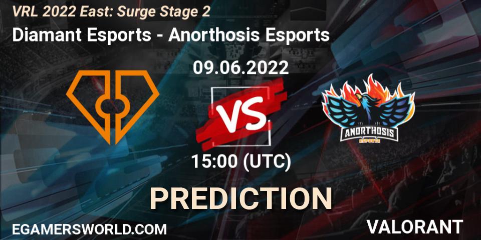 Diamant Esports vs Anorthosis Esports: Match Prediction. 09.06.2022 at 15:00, VALORANT, VRL 2022 East: Surge Stage 2