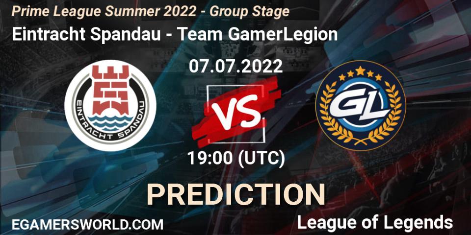 Eintracht Spandau vs Team GamerLegion: Match Prediction. 07.07.22, LoL, Prime League Summer 2022 - Group Stage