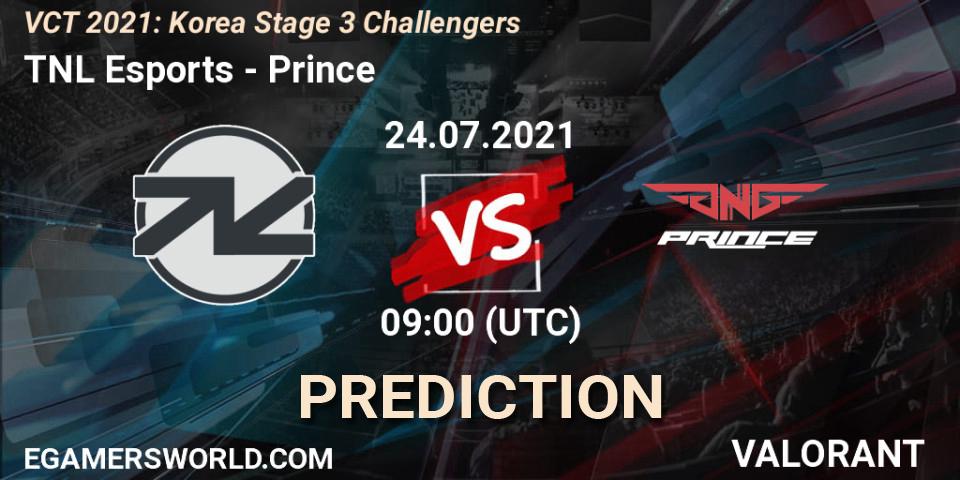 TNL Esports vs Prince: Match Prediction. 24.07.2021 at 09:00, VALORANT, VCT 2021: Korea Stage 3 Challengers