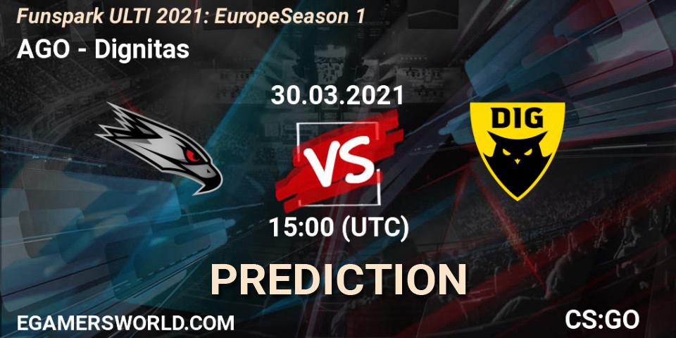 AGO vs Dignitas: Match Prediction. 30.03.2021 at 14:45, Counter-Strike (CS2), Funspark ULTI 2021: Europe Season 1