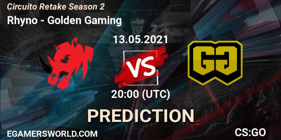 Rhyno vs Golden Gaming: Match Prediction. 13.05.2021 at 20:00, Counter-Strike (CS2), Circuito Retake Season 2