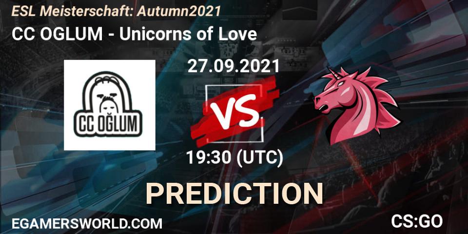 CC OGLUM vs Unicorns of Love: Match Prediction. 27.09.2021 at 19:30, Counter-Strike (CS2), ESL Meisterschaft: Autumn 2021