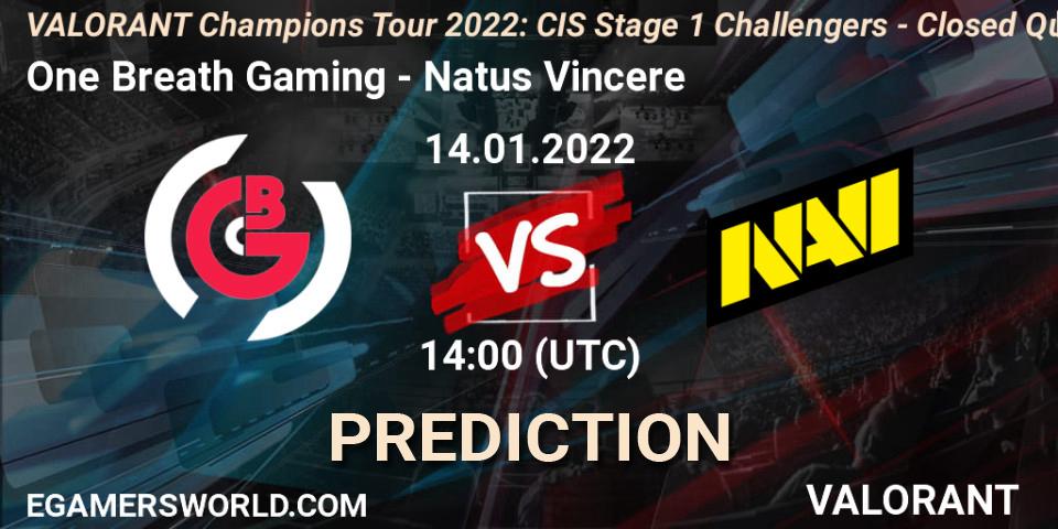 One Breath Gaming vs Natus Vincere: Match Prediction. 14.01.2022 at 14:00, VALORANT, VCT 2022: CIS Stage 1 Challengers - Closed Qualifier 1