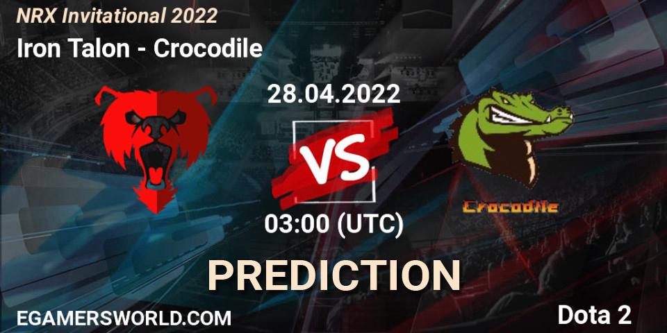 Iron Talon vs Crocodile: Match Prediction. 28.04.2022 at 03:11, Dota 2, NRX Invitational 2022