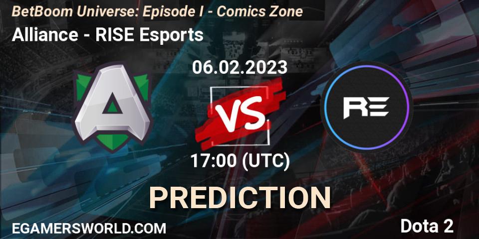 Alliance vs RISE Esports: Match Prediction. 06.02.23, Dota 2, BetBoom Universe: Episode I - Comics Zone