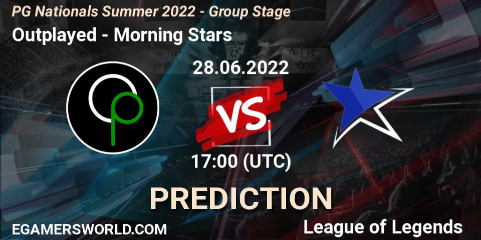 Outplayed vs Morning Stars: Match Prediction. 28.06.2022 at 17:00, LoL, PG Nationals Summer 2022 - Group Stage