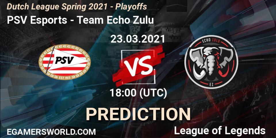 PSV Esports vs Team Echo Zulu: Match Prediction. 23.03.2021 at 18:00, LoL, Dutch League Spring 2021 - Playoffs