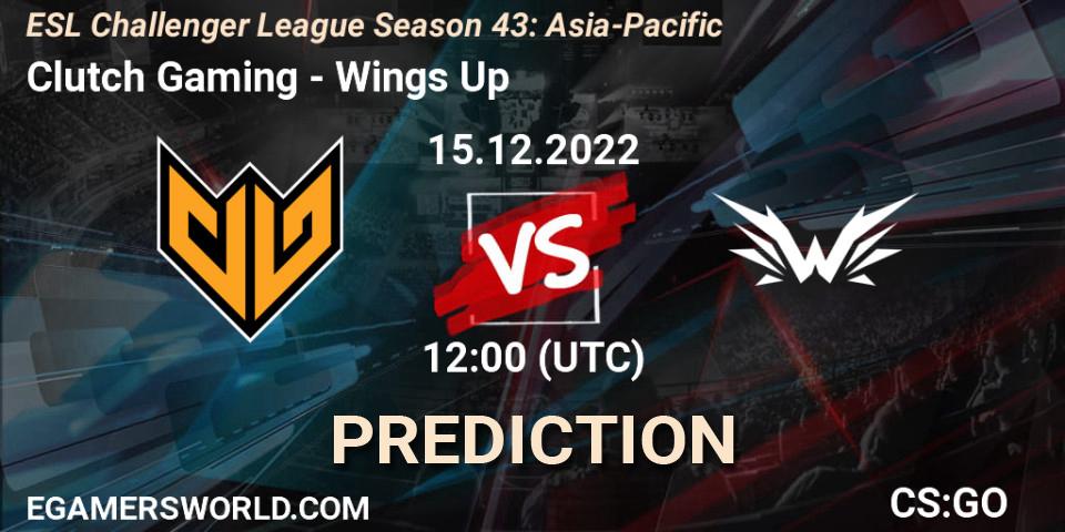 Clutch Gaming vs Wings Up: Match Prediction. 15.12.2022 at 12:00, Counter-Strike (CS2), ESL Challenger League Season 43: Asia-Pacific