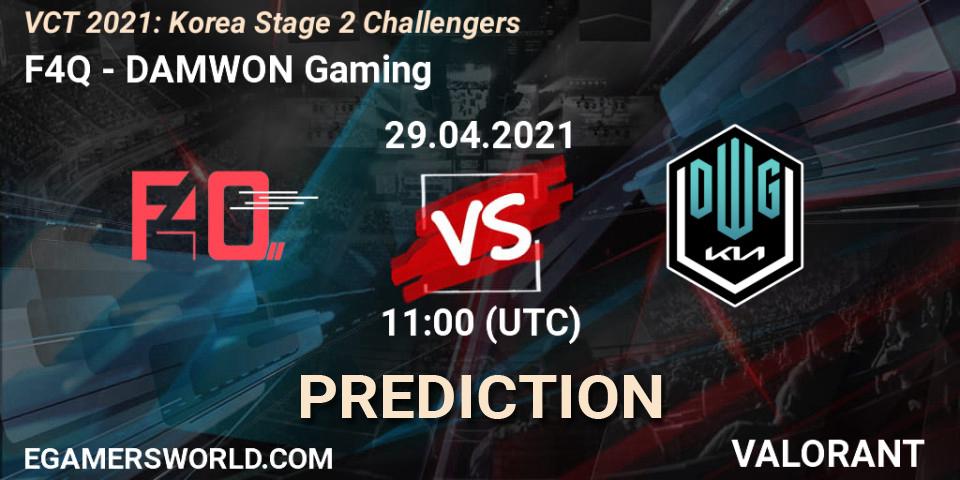 F4Q vs DAMWON Gaming: Match Prediction. 29.04.2021 at 11:00, VALORANT, VCT 2021: Korea Stage 2 Challengers