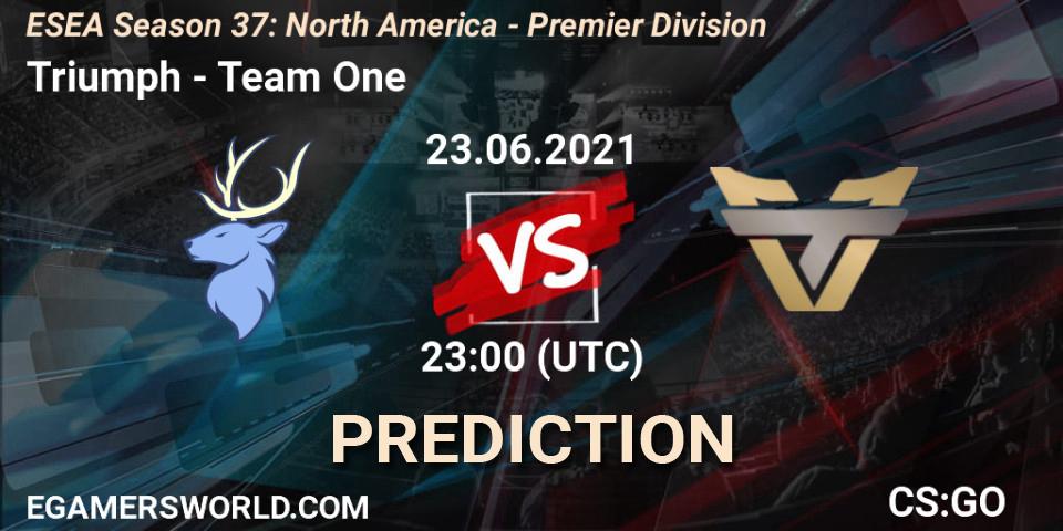 Triumph vs Team One: Match Prediction. 23.06.2021 at 23:00, Counter-Strike (CS2), ESEA Season 37: North America - Premier Division
