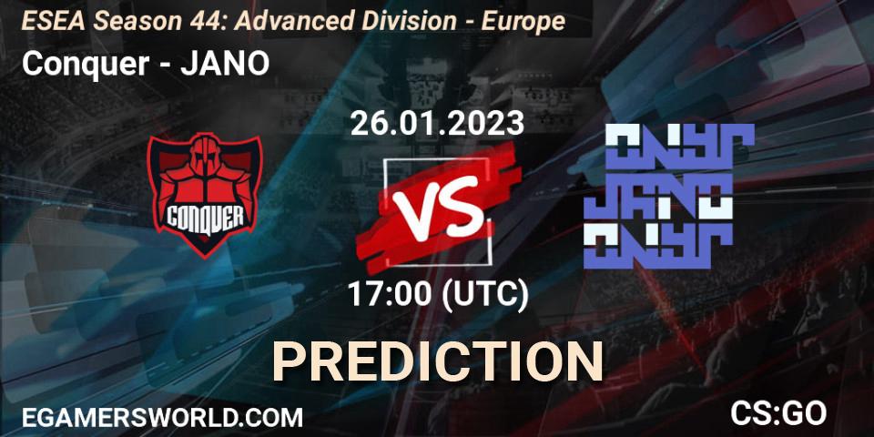 Conquer vs JANO: Match Prediction. 26.01.23, CS2 (CS:GO), ESEA Season 44: Advanced Division - Europe