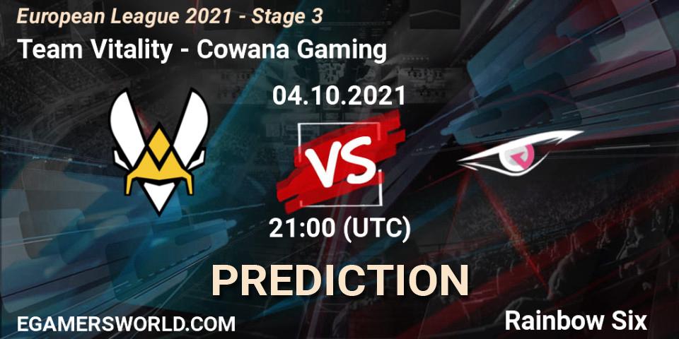 Team Vitality vs Cowana Gaming: Match Prediction. 04.10.21, Rainbow Six, European League 2021 - Stage 3