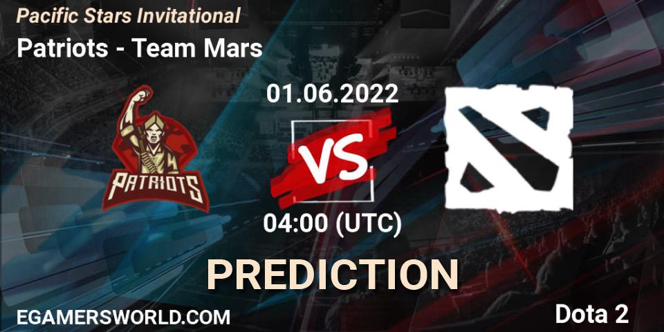 Patriots vs Team Mars: Match Prediction. 01.06.2022 at 04:04, Dota 2, Pacific Stars Invitational