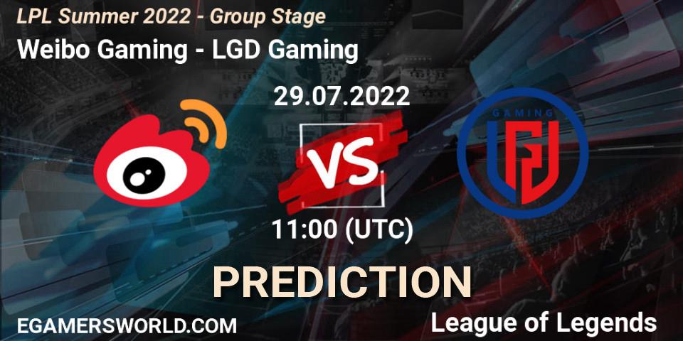 Weibo Gaming vs LGD Gaming: Match Prediction. 29.07.22, LoL, LPL Summer 2022 - Group Stage