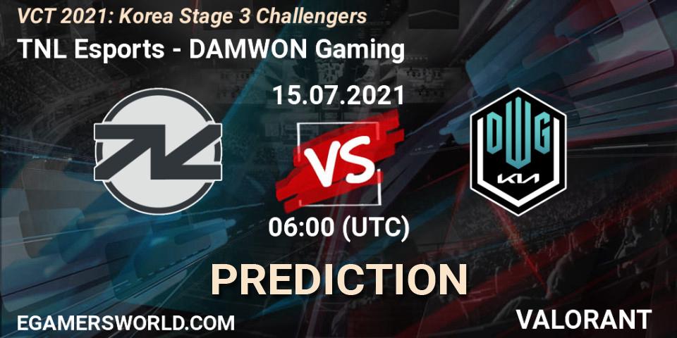 TNL Esports vs DAMWON Gaming: Match Prediction. 15.07.2021 at 06:00, VALORANT, VCT 2021: Korea Stage 3 Challengers