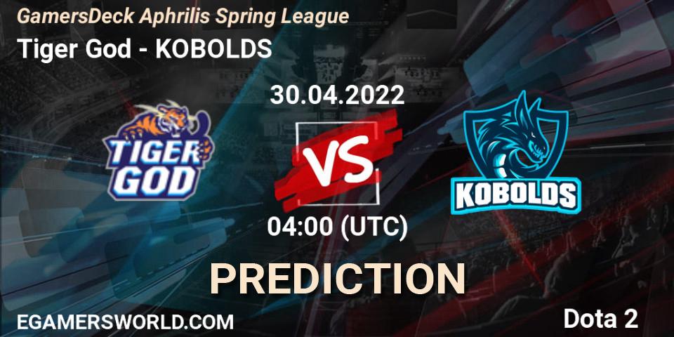 Tiger God vs KOBOLDS: Match Prediction. 30.04.2022 at 04:19, Dota 2, GamersDeck Aphrilis Spring League