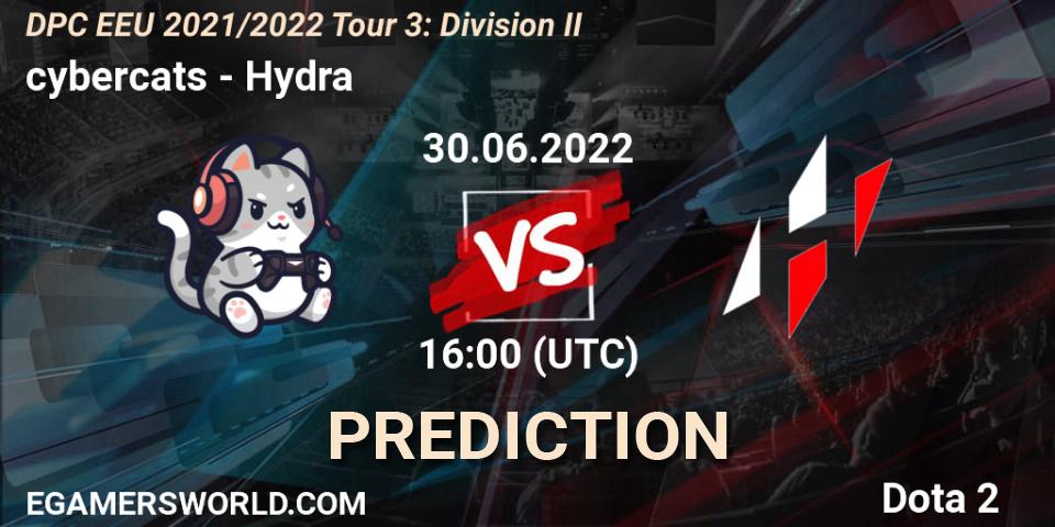 cybercats vs Hydra: Match Prediction. 30.06.2022 at 16:38, Dota 2, DPC EEU 2021/2022 Tour 3: Division II