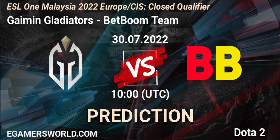 Gaimin Gladiators vs BetBoom Team: Match Prediction. 30.07.2022 at 10:02, Dota 2, ESL One Malaysia 2022 Europe/CIS: Closed Qualifier