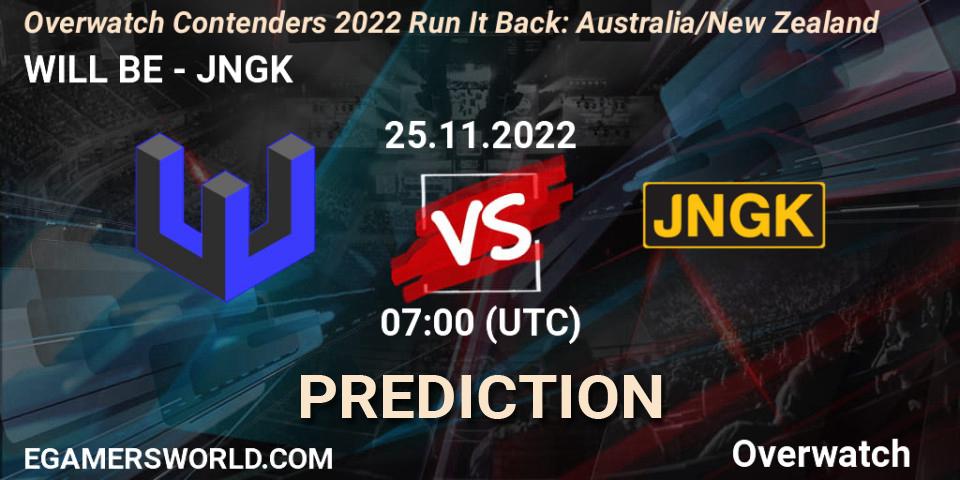 WILL BE vs JNGK: Match Prediction. 25.11.2022 at 07:00, Overwatch, Overwatch Contenders 2022 - Australia/New Zealand - November