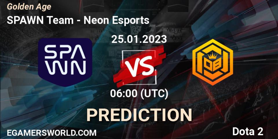 SPAWN Team vs Neon Esports: Match Prediction. 25.01.23, Dota 2, Golden Age