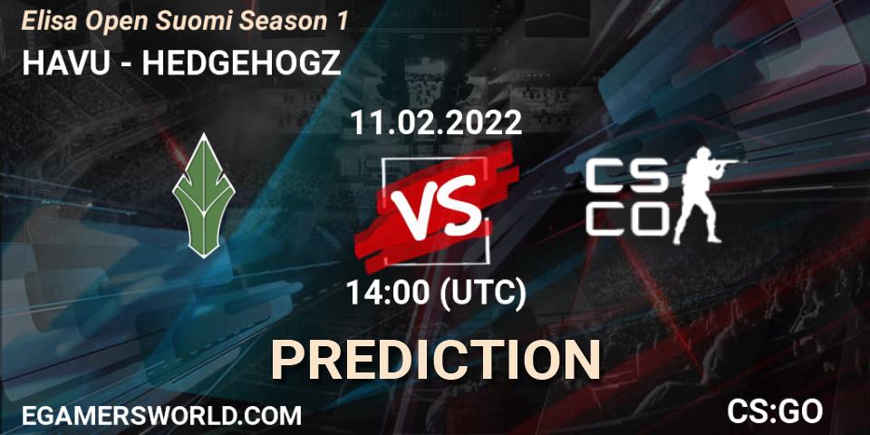 HAVU vs HEDGEHOGZ: Match Prediction. 11.02.2022 at 14:00, Counter-Strike (CS2), Elisa Open Suomi Season 1