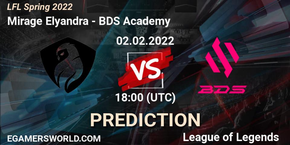 Mirage Elyandra vs BDS Academy: Match Prediction. 02.02.2022 at 18:00, LoL, LFL Spring 2022