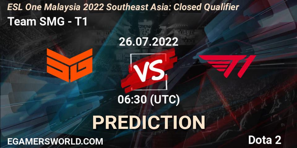 Team SMG vs T1: Match Prediction. 26.07.2022 at 06:40, Dota 2, ESL One Malaysia 2022 Southeast Asia: Closed Qualifier