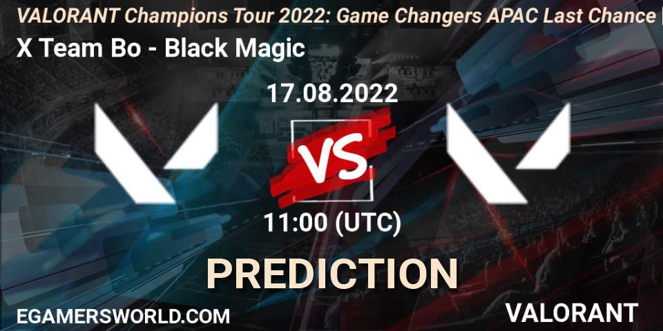 X Team Bo vs Black Magic: Match Prediction. 17.08.2022 at 11:00, VALORANT, VCT 2022: Game Changers APAC Last Chance Qualifier