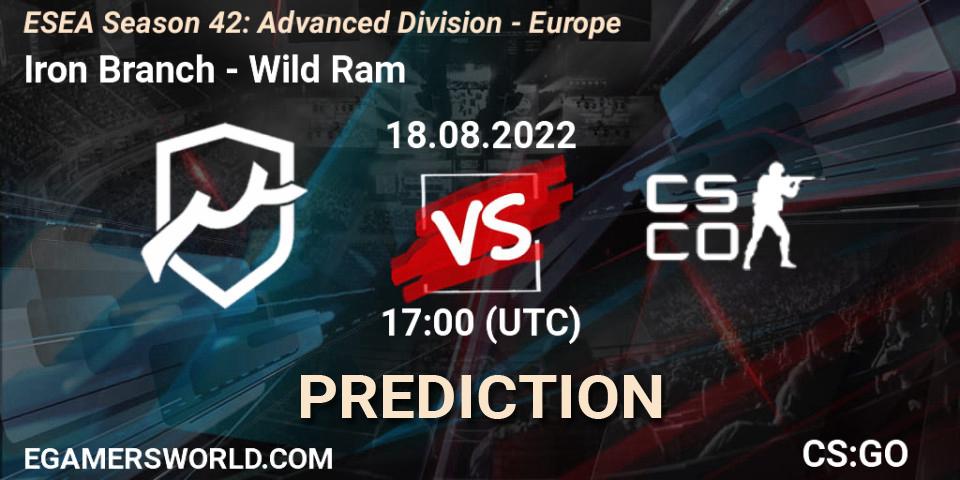 Iron Branch vs Wild Ram: Match Prediction. 18.08.2022 at 17:00, Counter-Strike (CS2), ESEA Season 42: Advanced Division - Europe