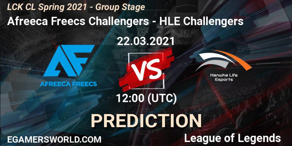 Afreeca Freecs Challengers vs HLE Challengers: Match Prediction. 22.03.2021 at 12:00, LoL, LCK CL Spring 2021 - Group Stage
